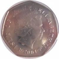 () Монета Остров Мэн 2001 год 50 пенсов ""  Медь-Никель  AU
