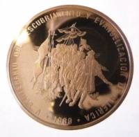 (№1989km75a) Монета Доминиканская Республика 1989 год 100 Pesos (500-й Энн. Предлагае. пож)