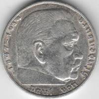 1936a Монета Германия 1936 год  марок  Серебро (Ag)  XF