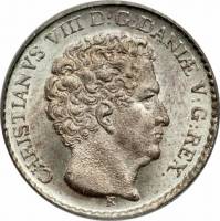(№1842km730A(A730)) Монета Дания 1842 год 3 Rigsbankskilling