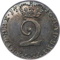 (1740) Монета Великобритания 1740 год 2 пенни   Биметалл (Серебро - Ниобиум)  UNC