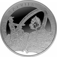 2014 Монета Латвия 2014 год 5 евро Г.Ф. Стендер. 300 лет со дня рождения  Серебро Ag 925  PROOF