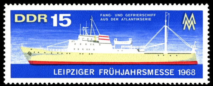 (1968-017) Марка Германия (ГДР) &quot;Рыболовное судно&quot;    Ярмарка, Лейпциг II Θ