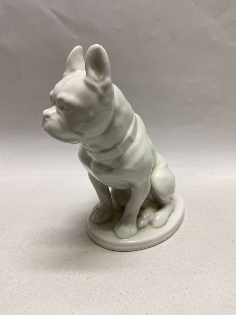 Статуэтка бульдог белый фарфор ЛФЗ 