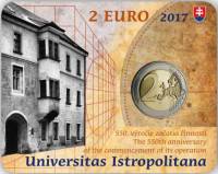 (010) Монета Словакия 2017 год 2 евро "Истрополитанский университет"  Биметалл  Буклет