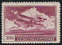 (1930-86) Марка Чехословакия "Летов S 19 (Пурпурная)" Тип I    Самолеты над различными пейзажами III