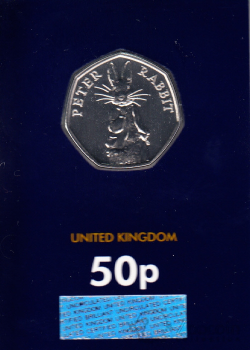 (2019) Монета Великобритания 2019 год 50 пенсов &quot;Кролик Питер&quot;  Медь-Никель  Буклет