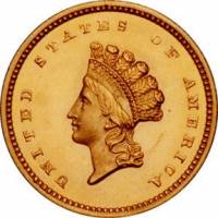 (1855o) Монета США 1855 год 1 доллар   Золото Au 900  XF