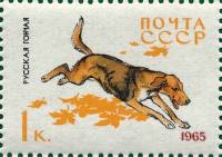 1965-009 Марка СССР Русская гончая   Служебные и охотничьи собаки III O