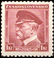 (1935-86) Марка Чехословакия "Т. Массарик (Малиновая)"    Личности (Стандартный выпуск) II Θ