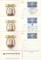 1983-111 Почтовая карточка СССР В.А. Жуковский 200 лет со дня рождения  3 шт ,  Разн виды гашения