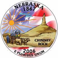 037d Монета США 2006 год 25 центов Небраска  Вариант №2 Медь-Никель  COLOR. Цветная
