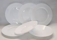 Тарелки 6 штук суповые обеденные белые стеклокерамика 22, 25 см