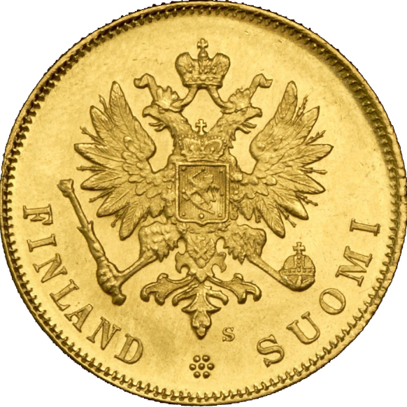(1878, S) Монета Финляндия 1878 год 10 марок   Золото Au 900  XF