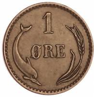 (№1894km792.2) Монета Дания 1894 год 1 Oslash;re (сердца)