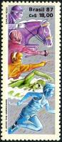 (№1987-2211) Марка Бразилия 1987 год "Х Панамериканской Игры", Гашеная