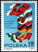 (1975-025) Марка Польша "Флаги"    20 лет Варшавскому Договору III Θ