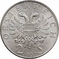 (,) Монета Австрия 1937 год 2 шиллинга   Серебро Ag 640  UNC