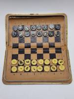 Шашки-шахматы магнитные дорожные СССР в чехле