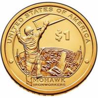 2015d Монета США 2015 год 1 доллар Строители Нью-Йорка  Сакагавея Латунь  UNC