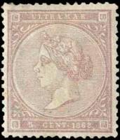 (№26) Марка Куба 1868 год "Королева Изабелла II", Гашеная