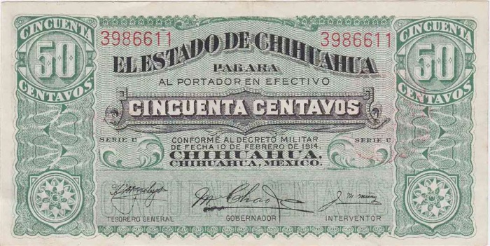 () Банкнота Мексика 1914 год   &quot;&quot;   UNC
