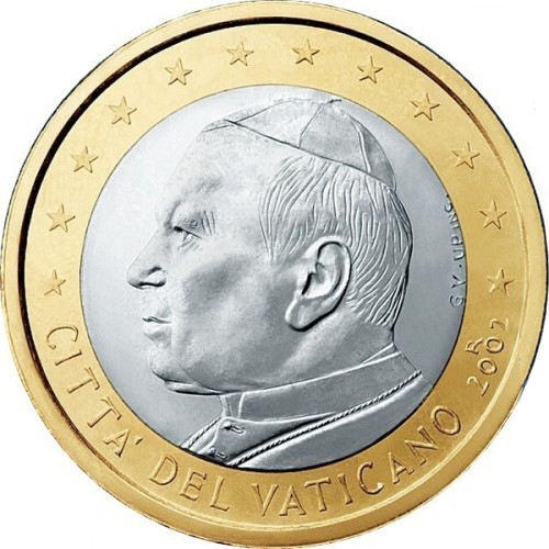 (2002) Монета Ватикан 2002 год 1 евро  1. Иоанн Павел II Биметалл  PROOF