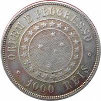 (№1889km495) Монета Бразилия 1889 год 1,000 Reacute;is