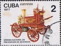 (1977-037) Марка Куба "Пожарная машина (1894)"    Неделя противопожарной безопасности III Θ