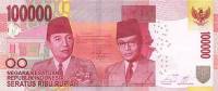 (,) Банкнота Индонезия 2016 год 100 000 рупий    UNC