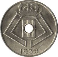 (№1938km110.2) Монета Бельгия 1938 год 5 Centimes (Бельжик-Belgieuml)