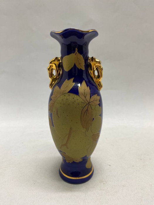 Ваза кобальт позолота Япония 14 см