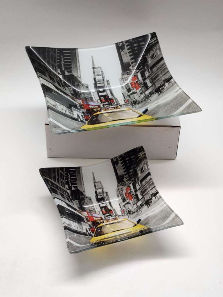 Салатники квадратные 2 штуки Нью-Йорк стекло