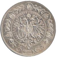  Монета Австро-Венгрия 1900 год      Серебро (Ag)  XF