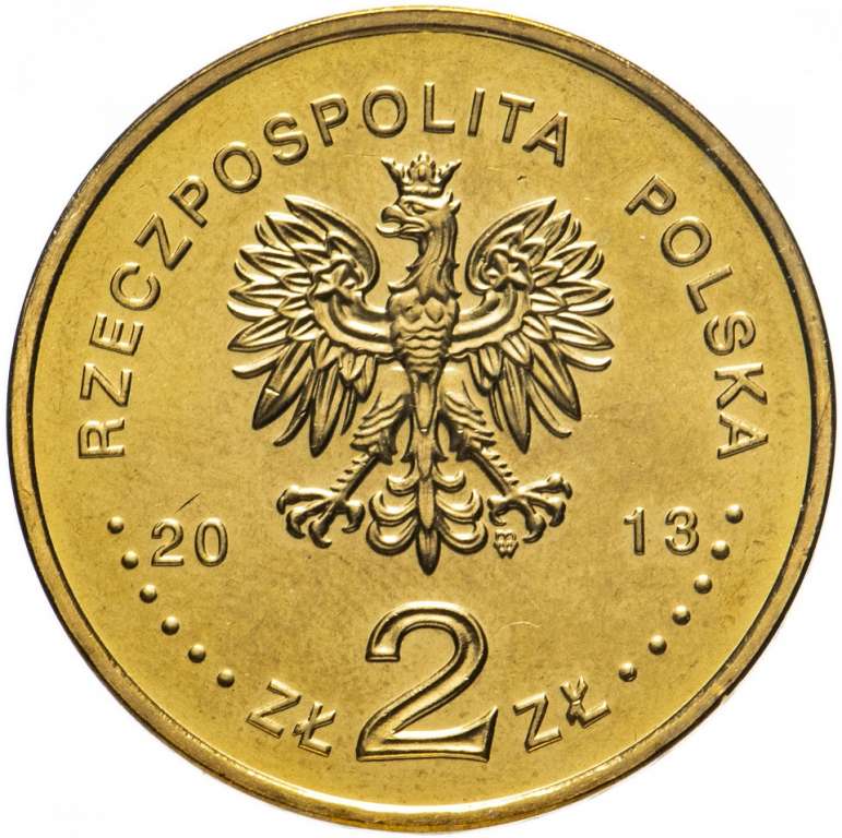 (250) Монета Польша 2013 год 2 злотых &quot;Фрегат Каземир Пулавский&quot;  Латунь  UNC