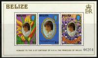 (№1982-49) Блок марок Белиз 1982 год "Принцесса Диана Уэльская", Гашеный
