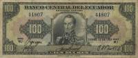 Банкнота Эквадор 12.12.1951 год 100 сукре Симон Боливар   UNC