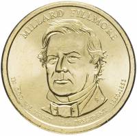 (13d) Монета США 2010 год 1 доллар "Миллард Филлмор" 2010 год Латунь  UNC