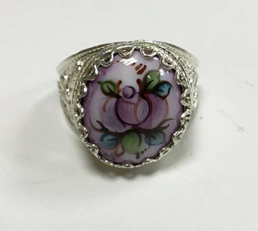 Перстень &quot;Финифть&quot;, серебрение (сост. на фото)