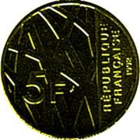 () Монета Франция 1992 год 5 франков ""  Биметалл (Платина - Золото)  UNC