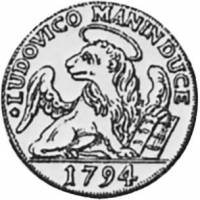 (№1790km768 (120-й дож Лодовико Манин)) Монета Италия 1790 год ⅛ Tallero (120-й дож Лодовико Манин)