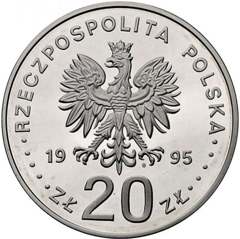 (1995) Монета Польша 1995 год 20 злотых &quot;Катынь - Медние - Харьков&quot;  Серебро Ag 925  PROOF