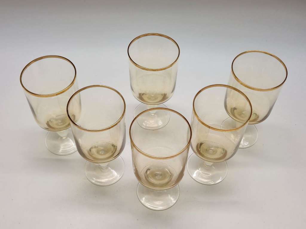 Бокалы 6 штук цветной хрусталь позолота СССР