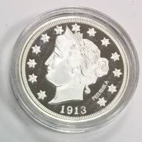 (Реплика) Монета США 1913 год 5 центов "Голова Свободы"  Серебрение  PROOF