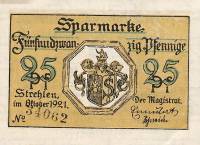 (№1921) Банкнота Германия 1921 год "25 Pfennig"