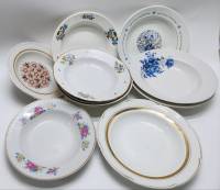 Тарелки суповые глубокие большие разные 12 шт  диаметр 24 см