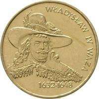 028 Монета Польша 1999 год 2 злотых Владислав IV Ваза  Латунь  UNC