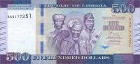 Банкнота Либерия 2016 год 500     UNC