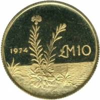 () Монета Мальта 1974 год 10  ""   Биметалл (Платина - Золото)  UNC
