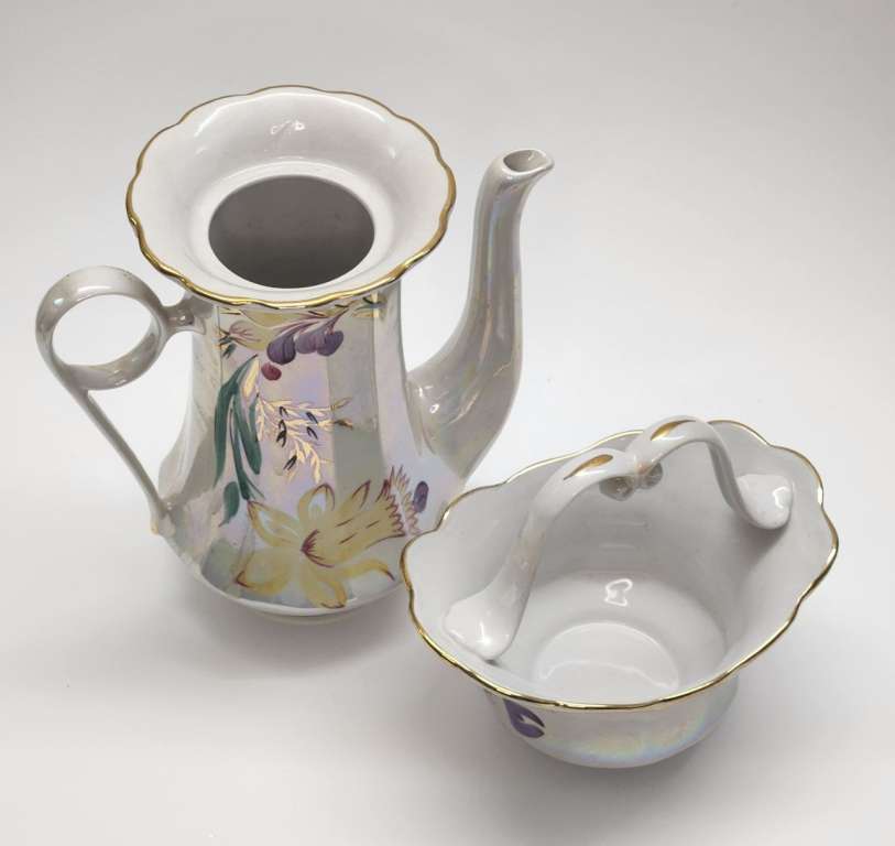 Кофейник и конфетница перламутр Коростень